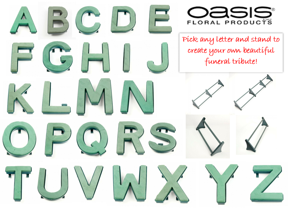 Oasis® Quick Clip On Funeral Tribute Name Floral Foam Letters All