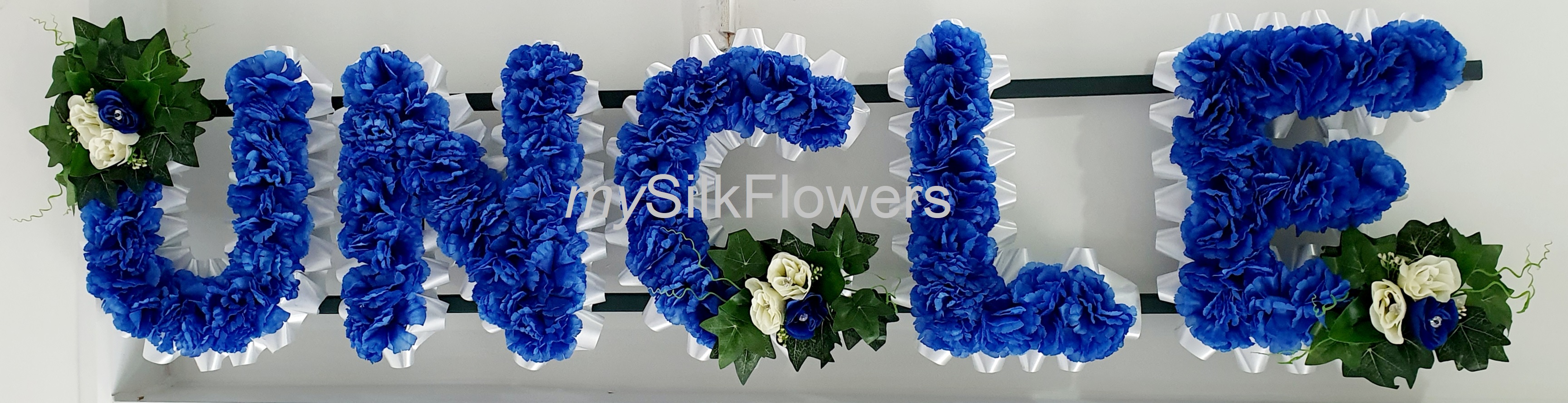 UNCLE Artificial Silk Funeral Tribute Any 5 Letter Name Flower Wreath